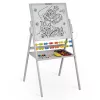 Mágneses rajztábla, Ricokids, szürke, 101 x 54 x 55 cm, kétoldalas (mágneses és krétás tábla), forgatható, fa, számolókerettel, kiegészítőkkel