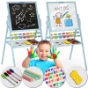 Mágneses rajztábla, Ricokids, kék, 101 x 54 x 55 cm, kétoldalas (mágneses és krétás tábla), forgatható, fa, számolókerettel, kiegészítőkkel