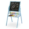 Mágneses rajztábla, Ricokids, kék, 101 x 54 x 55 cm, kétoldalas (mágneses és krétás tábla), forgatható, fa, számolókerettel, kiegészítőkkel