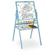 Mágneses rajztábla, Ricokids, kék, 101 x 54 x 55 cm, kétoldalas (mágneses és krétás tábla), forgatható, fa, számolókerettel, kiegészítőkkel