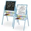 Mágneses rajztábla, Ricokids, kék, 101 x 54 x 55 cm, kétoldalas (mágneses és krétás tábla), forgatható, fa, számolókerettel, kiegészítőkkel