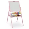 Mágneses rajztábla, Ricokids, rózsaszín, 101 x 54 x 55 cm, kétoldalas (mágneses és krétás tábla), forgatható, fa, számolókerettel, kiegészítőkkel