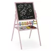 Mágneses rajztábla, Ricokids, rózsaszín, 101 x 54 x 55 cm, kétoldalas (mágneses és krétás tábla), forgatható, fa, számolókerettel, kiegészítőkkel