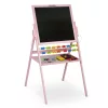 Mágneses rajztábla, Ricokids, rózsaszín, 101 x 54 x 55 cm, kétoldalas (mágneses és krétás tábla), forgatható, fa, számolókerettel, kiegészítőkkel