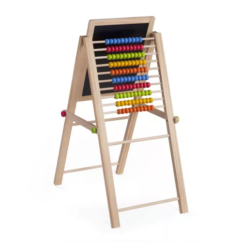 Mágneses rajztábla, Ricokids, 62 x 28 x 44 cm, kétoldalas (mágneses és krétás tábla), összecsukható, forgatható, kivehető tábla, számolókeret, kiegészítőkkel