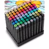 Kétoldalas filctoll készlet, Nukido, NK-912, 80 db, színes, alkoholos tinta, cipzáras hordtáskával, kétvégű