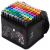 Kétoldalas filctoll készlet, Nukido, NK-912, 80 db, színes, alkoholos tinta, cipzáras hordtáskával, kétvégű