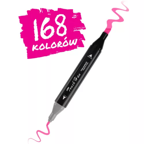 Kétoldalas filctoll készlet, Nukido, NK-914, 168 db, többszínű, alkoholos tinta, cipzáras fekete hordtáskával, fehér mintával