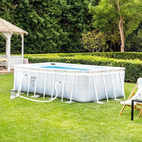 INTEX MetalPrism Set Chevron négyszögletű medence 400 x 200 x 100 cm (26780)