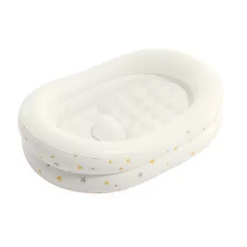   Felfújható babafürdető, Intex, csillagos, 89 x 66 x 25 cm, fehér, puha felfújható kialakítás, csúszásgátló támasztó dudorral, kézi pumpával (48523)