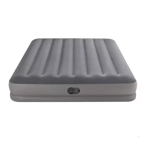 Felfújható vendégágy, Intex Queen Prestige középmagas matrac, 152 x 203 x 30 cm, szürke, kétszemélyes, szálas belső szerkezettel, puha felülettel, beépített USB-s elektromos pumpával (64114)