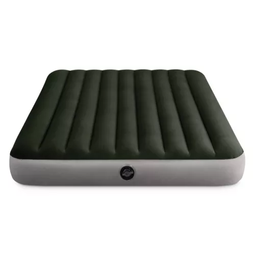 INTEX Queen Dura Beam felfújható vendégágy, 152 x 203 x 25 cm, szürke, plüss felső rész, vízálló, elemes pumpával (64779)