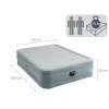 Felfújható vendégágy, Intex Queen Prémium Comfort, 203 x 152 x 46 cm, szarufa mintás, kétszemélyes, megerősített szálas belső szerkezet, beépített elektromos pumpával, fejtámlával, 272 kg teherbírással (64824)