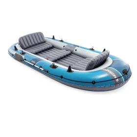   Felfújható csónak szett, Intex Excursion 5, 366 x 168 x 43 cm, kék, ötszemélyes, megerősített PVC, pumpával és evezőkkel (66325)