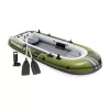 Felfújható csónak szett, Intex Seahawk 3, 295 x 137 x 43 cm, zöld, háromszemélyes, megerősített PVC, pumpával és evezőkkel (66333)