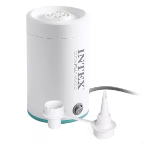   Elektromos pumpa, Intex Quickfill AC400, 220–240 V, fehér, felfújáshoz és leeresztéshez, nagy teljesítményű légáramlás, két cserélhető fúvókával, túlmelegedés elleni védelemmel (66646)