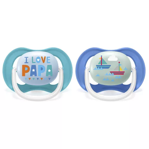 Philips AVENT játszócumi ultra air 6-18hó fiú Text 2db