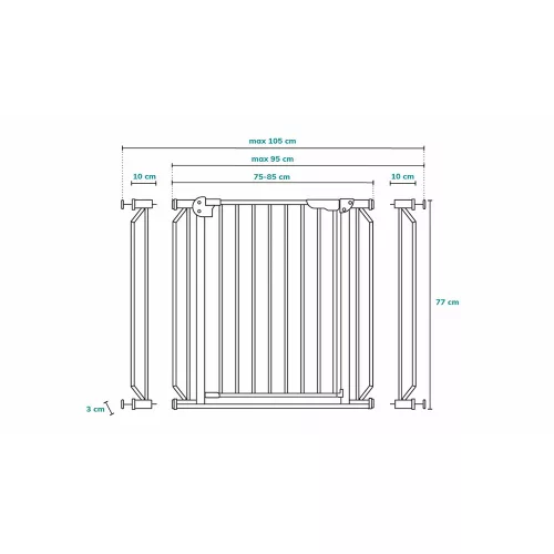 Lionelo ajtórács fém Truus Led 75-105 cm szürke