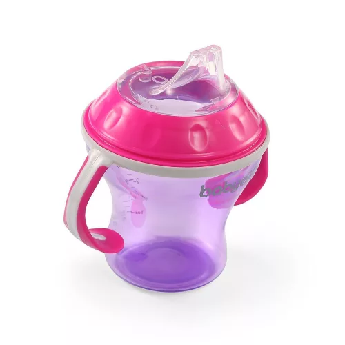 BabyOno itatópohár - csöpögésmentes puha csõrrel 3hó 180ml pink  1456/02