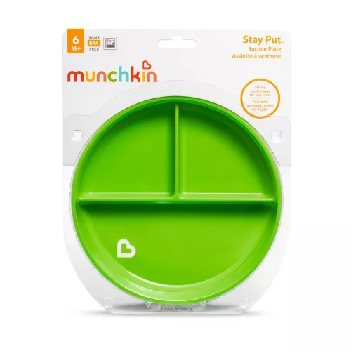 Munchkin tányér háromrekeszes tapadó aljú Stay Put 6hó