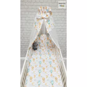   Pihe-Tex Ágynemû Pamut 4 részes 90x140 40x50cm Hõlégballonos maci zöld 683/Z