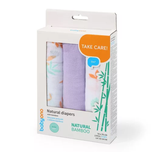 BabyOno textilpelenka színes 3db bambusz orgona 397/08