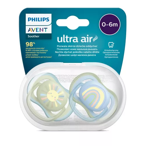Philips AVENT játszócumi Ultra Air szivárványos 0-6hó fiús 2db