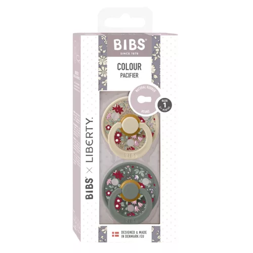 BIBS játszócumi - X Liberty Colour natúr kaucsuk 0-6 hó kamilla fenyõzöld 2 db