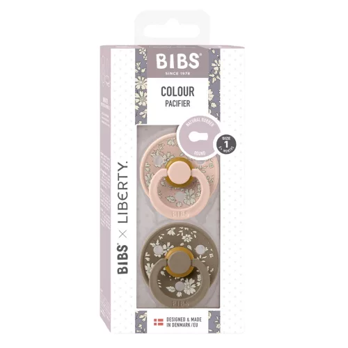 BIBS játszócumi - X Liberty Colour natúr kaucsuk 0-6 hó capel púderrózsaszín 2 db