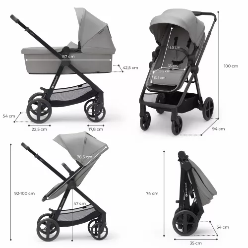 Kinderkraft babakocsi többfunkciós NEWLY 3in1 MINK PRO szürke