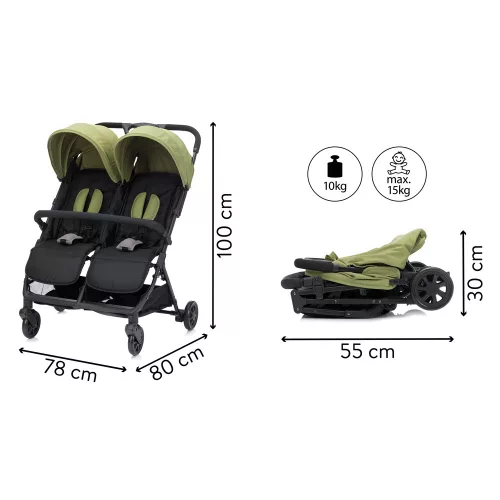 Fill Twin ikerbabakocsi fekete-zöld YD209T