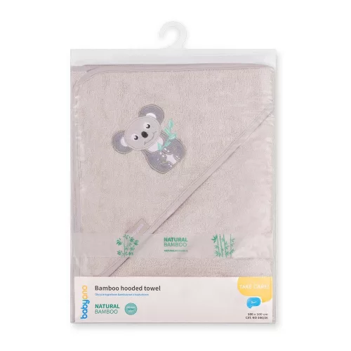 BabyOno fürdõlepedõ kapucnis bambusz 100x100cm szürke koala 346/06