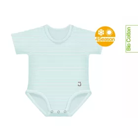   J Bimbi kombidressz 0-36 hó biopamut 4 Seasons csíkos aqua zöld 12029