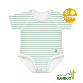   J Bimbi kombidressz 0-36 hó bambusz 4 Seasons csíkos aqua zöld 12044