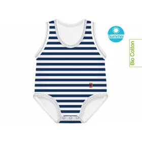   J Bimbi kombidressz 0-36 hó biopamut Summer csíkos sötétkék 12035