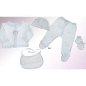   Gamberritos kiegészítõ szett újszülötteknek 5 részes (sapka, kesztyû, nadrág, póló, elõke) szürke 10911