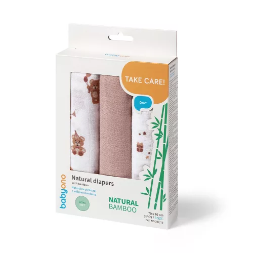 BabyOno textilpelenka színes 3db bambusz barna 397/15