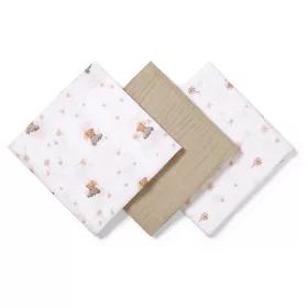 BabyOno textilpelenka színes 3db taupe macimintás 348/15