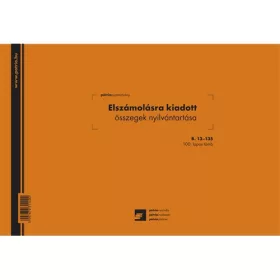   Elszámolásra kiadott összegek nyilvántartása 100 lapos tömb A/4 fekvő