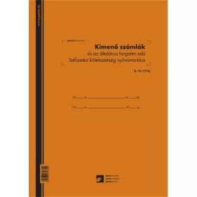   Kimenő számlák és az általános forgalmi adó befizetési kötelezettség nyilvántartó 50 lapos füzet 3 Áfás 240x340 mm