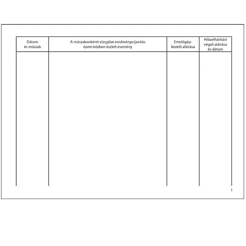 Emelőgépnapló 24 lapos A/5 fekvő