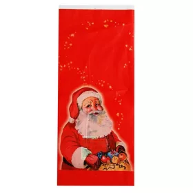 Mikulás tasak 15x35 cm piros