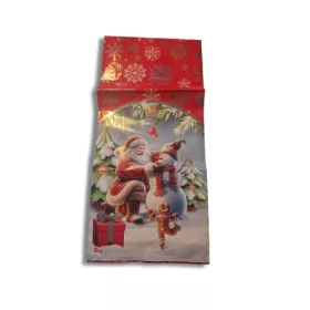 Mikulás tasak 20x45 cm Mikulás, hóember és Mézi