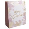 Dísztasak matt karácsonyi 18x23 cm rózsaszín és arany Merry Christmas