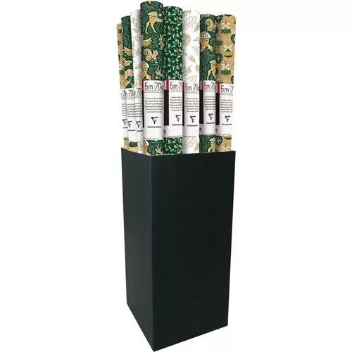 Díszcsomagoló tekercses Clairefontaine 70x500 cm 70g nyers kraft, erdei karácsonyi mintás, 4 minta