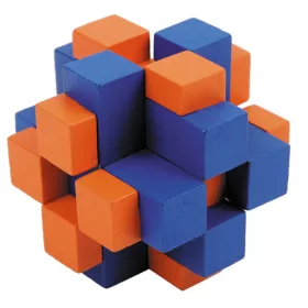  Játék Puzzle Fridolin IQ-Test Cube Cross kék, narancs bambusz