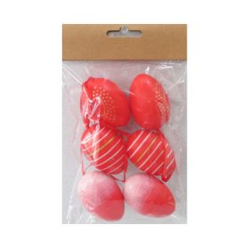 Húsvéti tojásdekoráció piros mintás 6 db/csomag