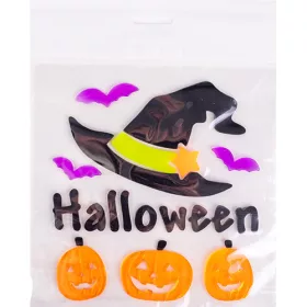 Ablakzselé 20x25 cm halloween boszi kalap és tök