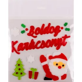 Ablakzselé 20x25 cm Mikulás, Boldog Karácsonyt felirattal