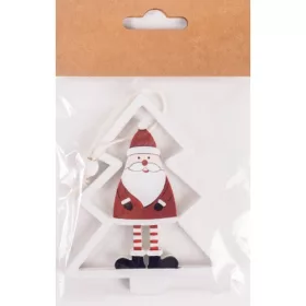 Karácsonyi dekor fa akasztós 8x10 cm Mikulás fenyőben